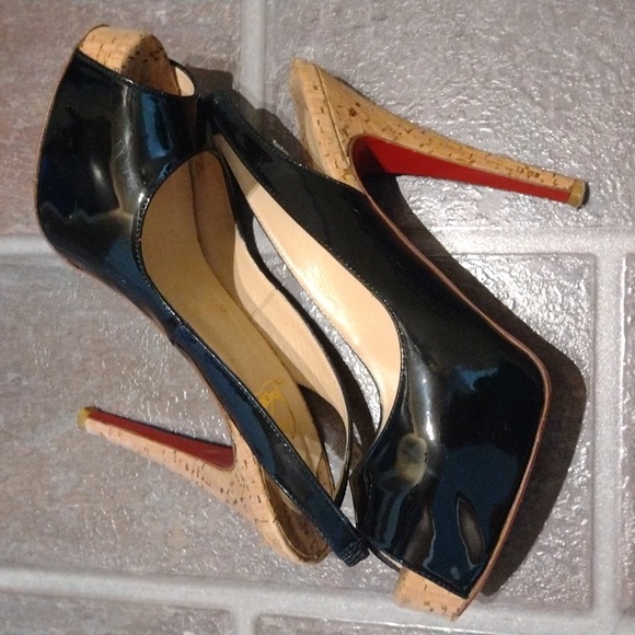 Christian Louboutin black patent leather cork platform pump size 36 - Picture 9 of 14
